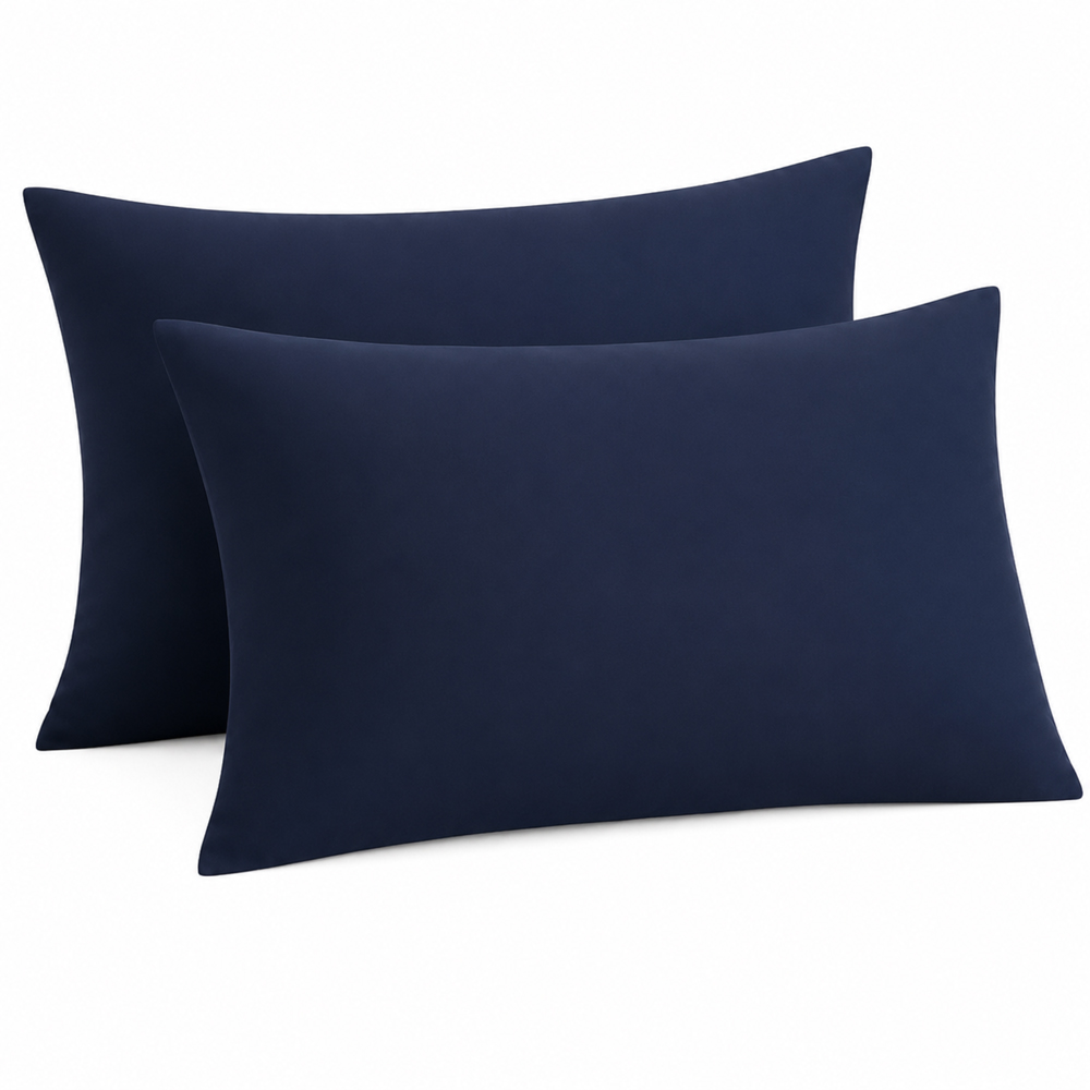 MHG Living Navy Microfibre Envelope Closure Pillowcase 50 x 75cm 2 Pack Image 1