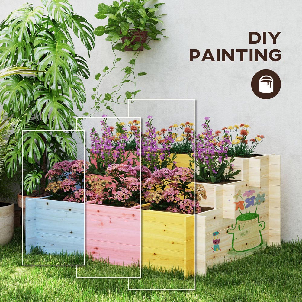 Outsunny 3-Tier Wooden Raised Garden Bed Image 7