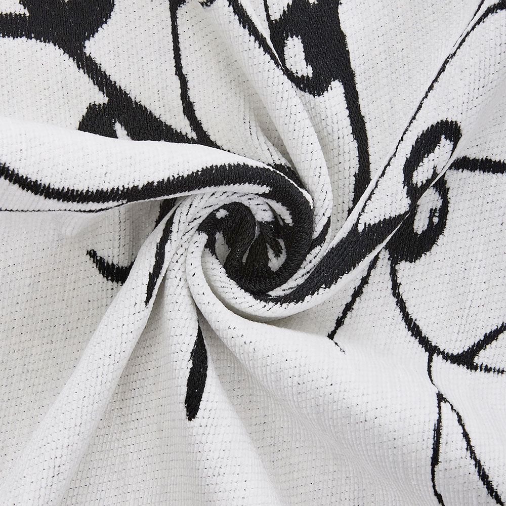 Living and Home 3 Seater White and Black Butterfly Chenille Sofa Cover Image 6