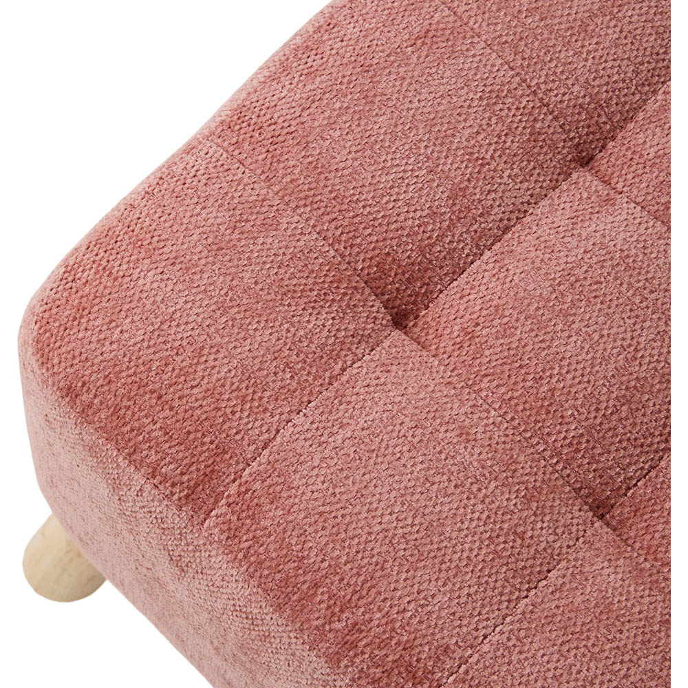 Living and Home Pink Chenille Button Tufted Square Footstool Image 3