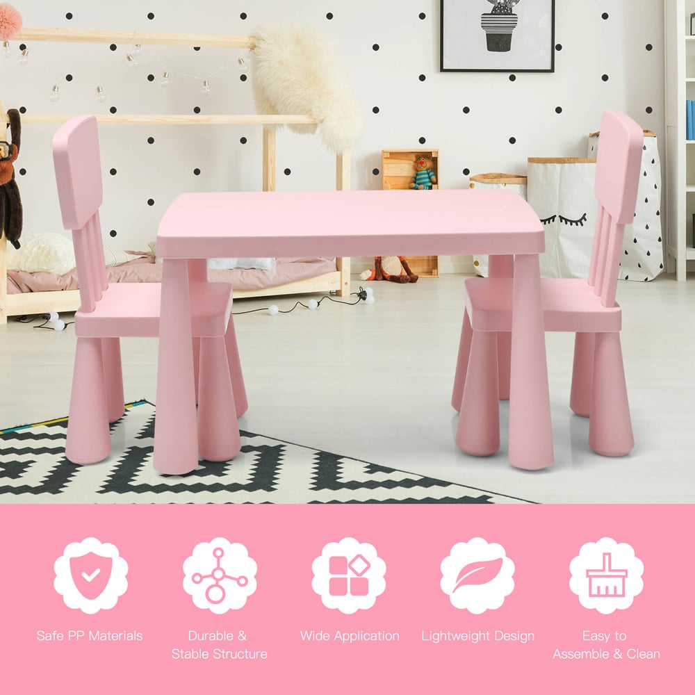Costway Pink Children Table and Chair Set Image 3