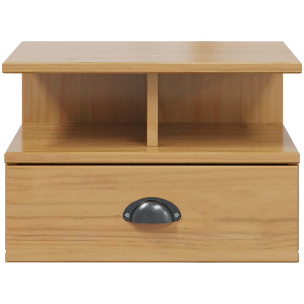 vidaXL Single Drawer 2 Shelf Honey Brown Wall Mounted Bedside Cabinet Image 5