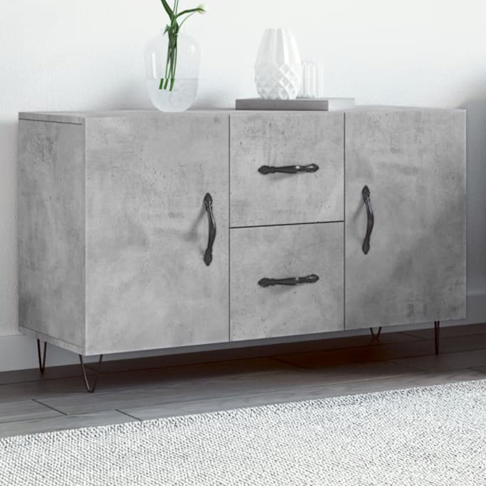 vidaXL 2 Door 2 Drawer Concrete Grey Wooden Sideboard Image 1