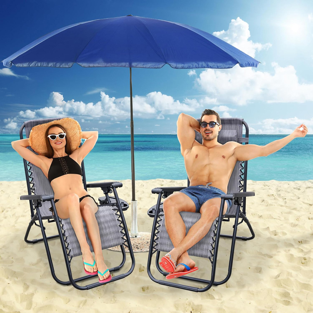 Alivio 2 Pack Grey Zero Gravity Reclining Sun Loungers Image 4