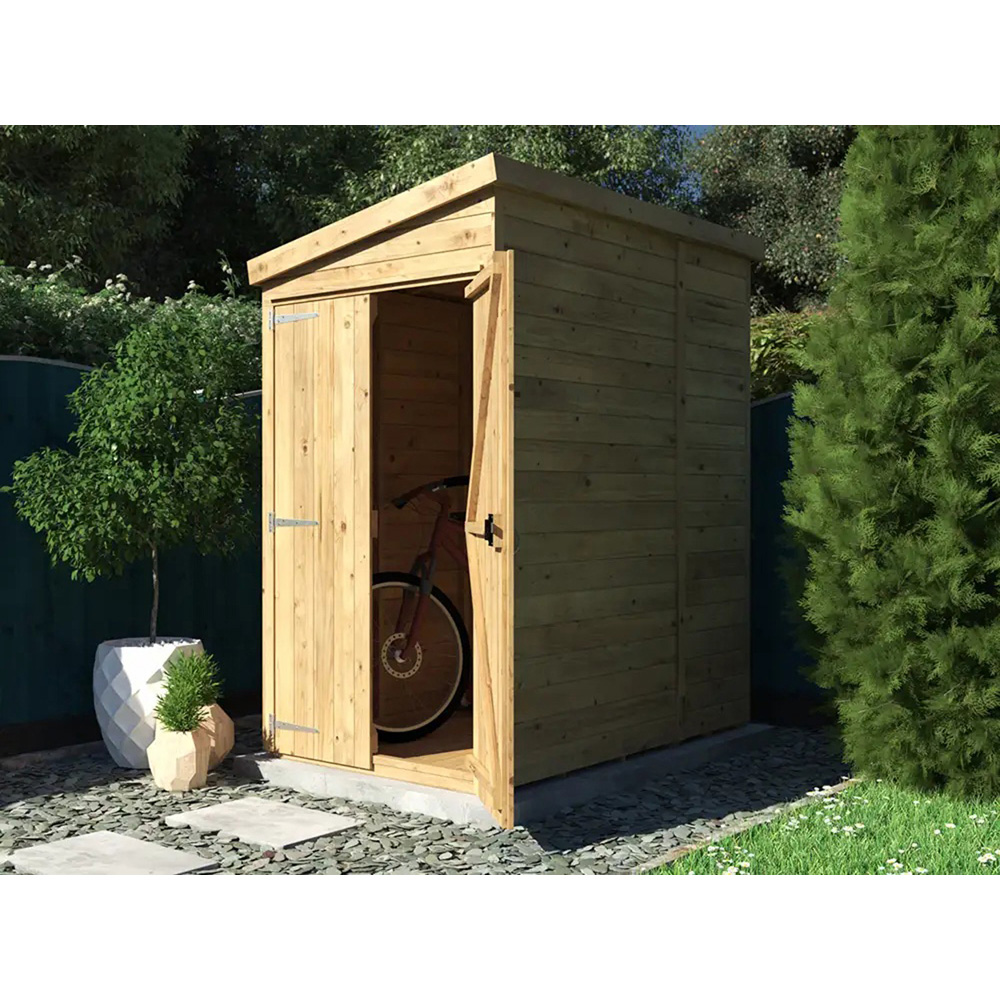 Dunster House Overlord 4 x 6ft Modular Brown Pent Garden Shed Image 3