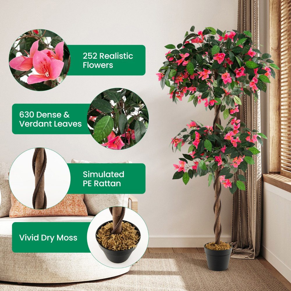 Costway Bougainvillea Artificial Tree In Pot 5ft Image 7