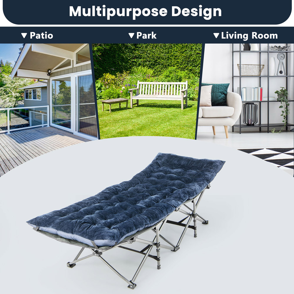 Costway Blue Crystal Velvet Outdoor Camping Mattress Image 6