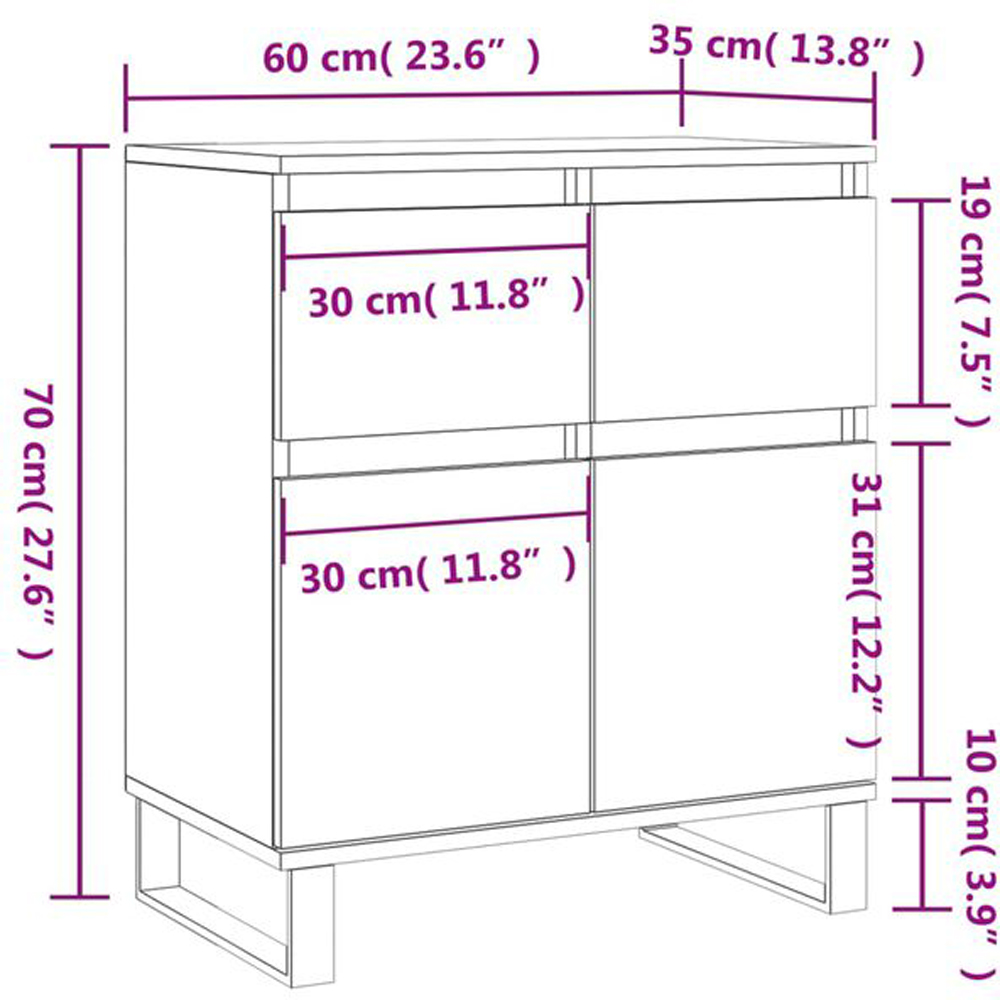 vidaXL 2 Door 2 Drawer Smoked Oak Sideboard Image 6