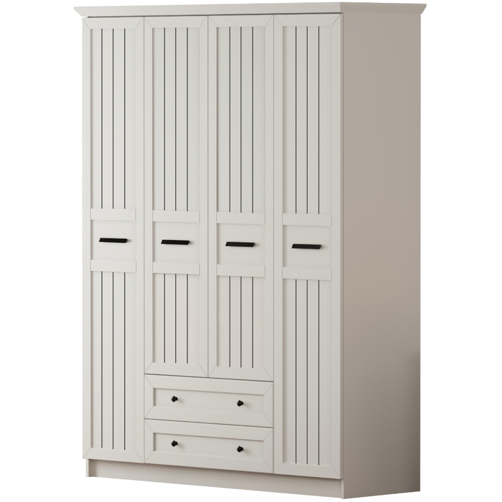 Evu VIENNA XL 4 Doors 2 Drawers White Wardrobe Image 2