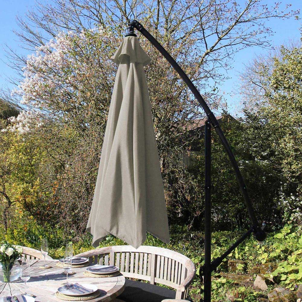 MonsterShop Beige Cantilever Parasol with Square Base 3m Image 5