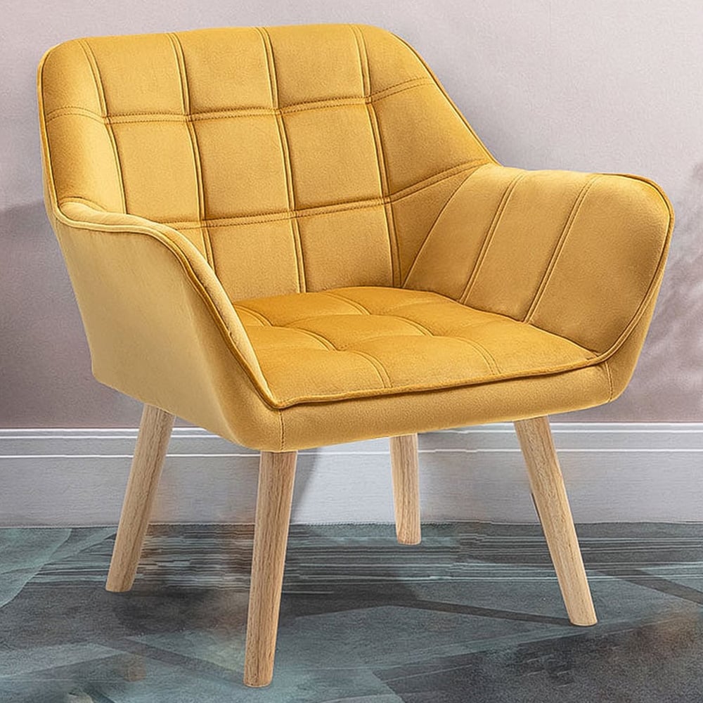Portland Yellow Velvet Touch Armchair Image 1