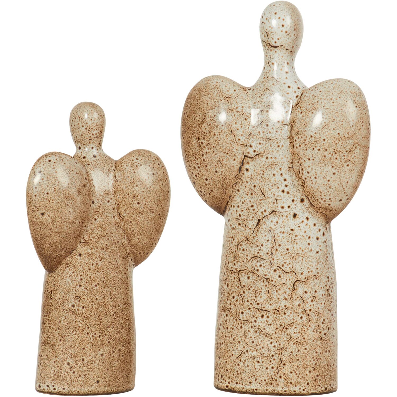 Set of 2 Reactive Glaze Angel Ornaments - Brown Image 5