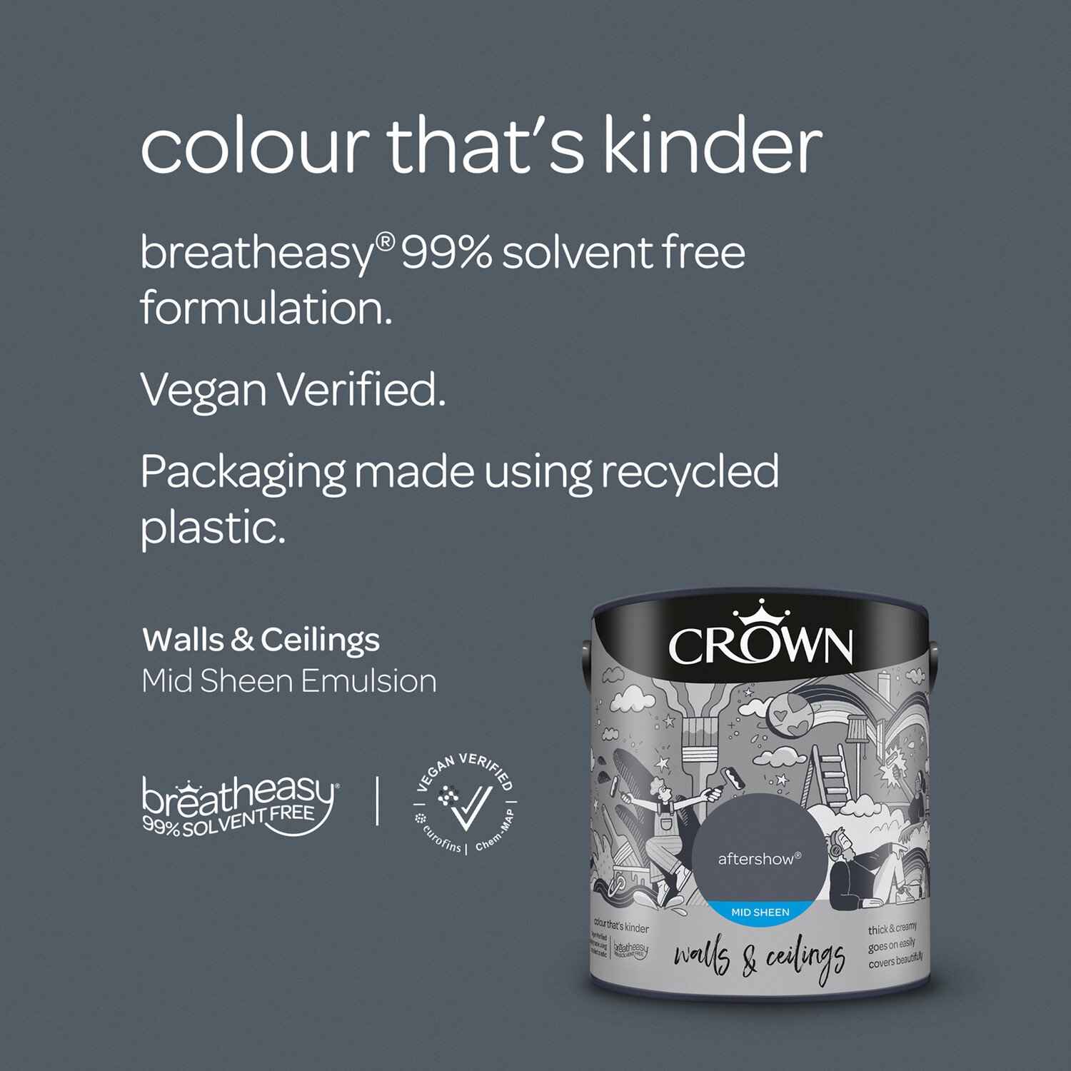 Crown Walls and Ceilings Mid Sheen Emulsion Aftershow 2.5l Image 4