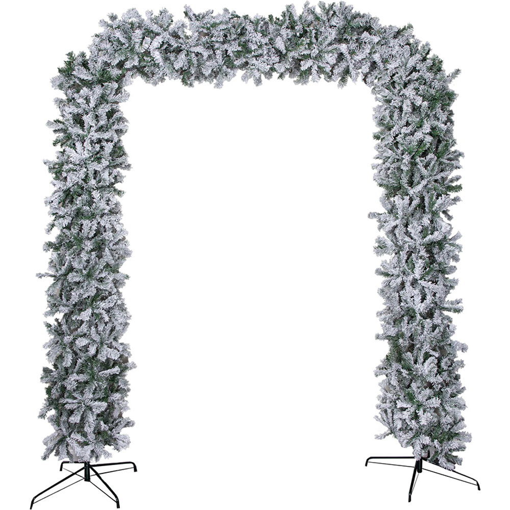 Samuel Alexander Double Door Artificial Snow Flocked Christmas Tree Arch 8ft Image 1