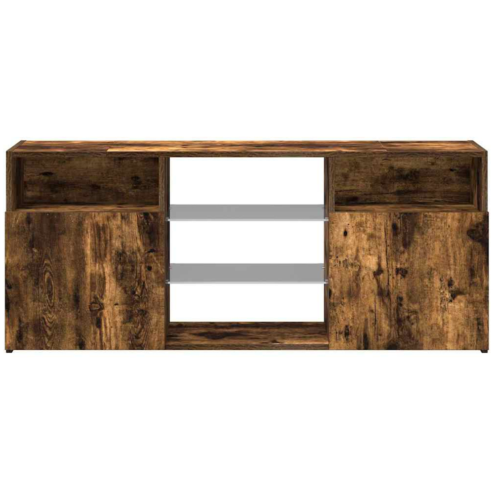 vidaXL 2 Door 4 Shelf Smoked Oak TV Cabinet with LED Lights Image 7