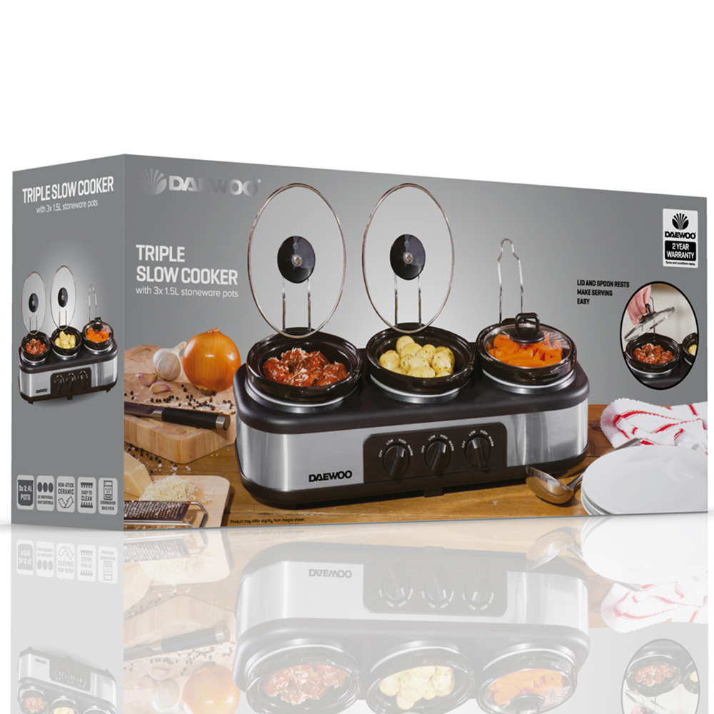 Daewoo Triple Slow Cooker with 3 Pots 300W Image 6