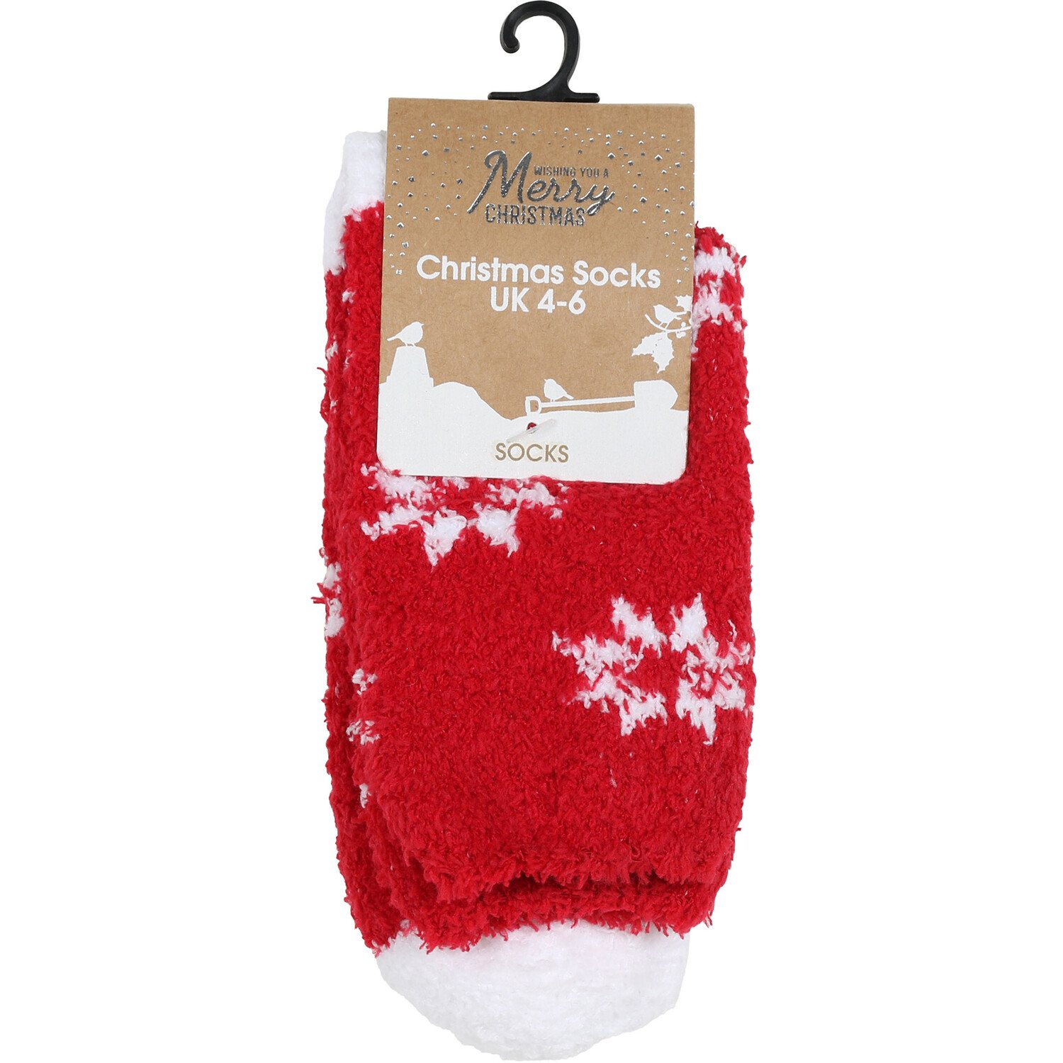 Christmas Womens Fluffy Socks - Red, White and Green Image 1