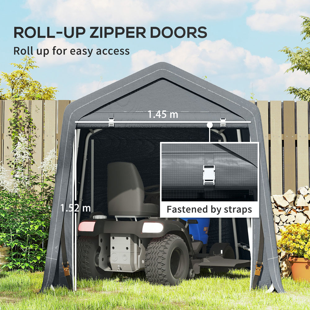 Outsunny 8 x 6.5ft Dark Grey Garden Storage Shed with Zipper Doors Image 6