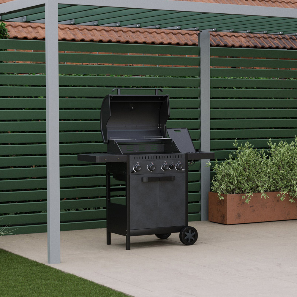 Ottimo 350 4 Burner Matt Grey and Black Gas BBQ with Side Burner Image 8