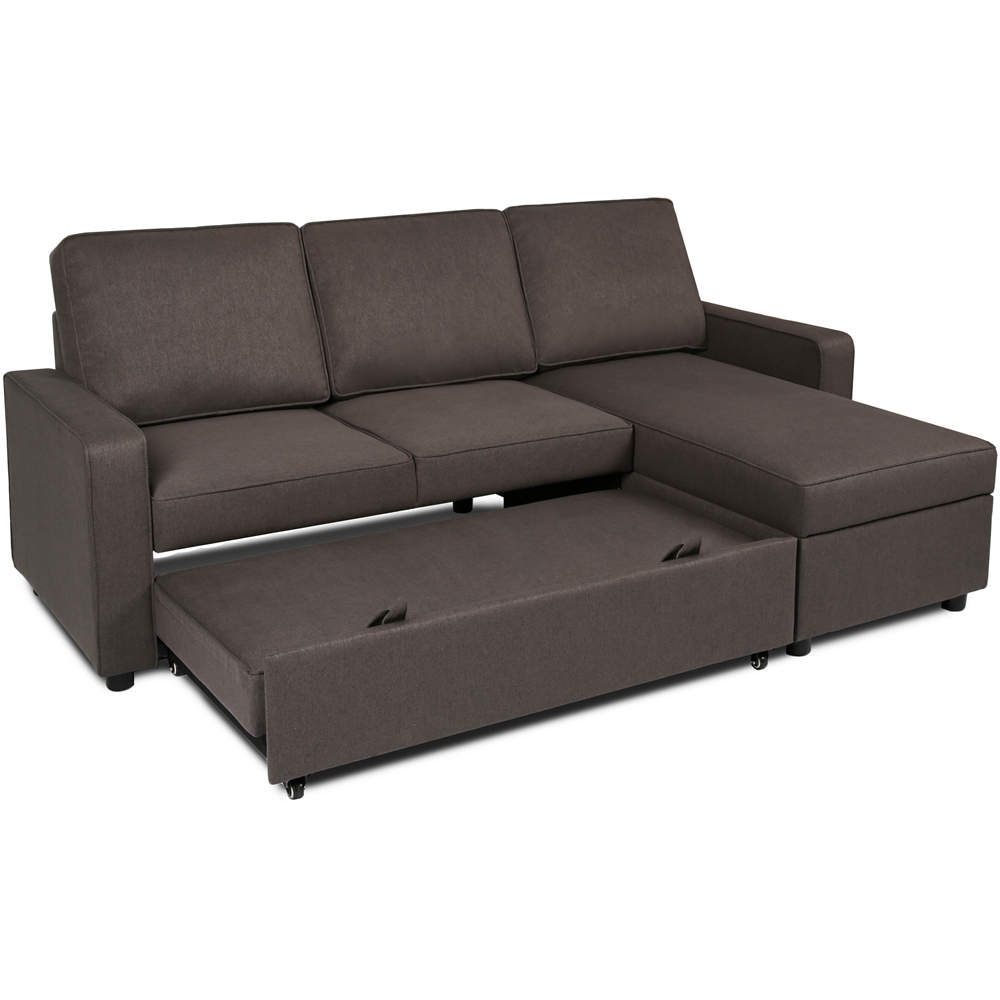 Selene 3 Seater Dark Grey Linen Corner Sofa Bed Image 6