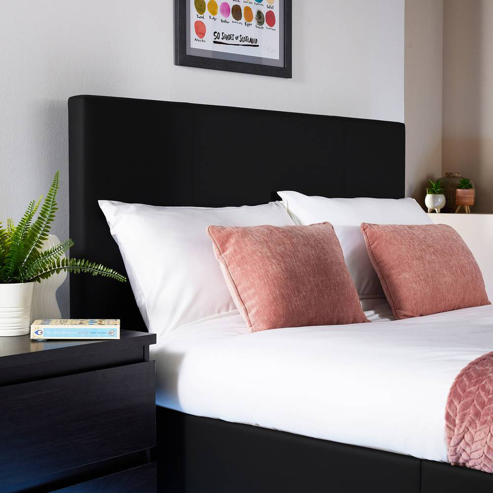 XR Living Ava Double Black PU Upholstered TV Bed with Underbed Lights Image 4