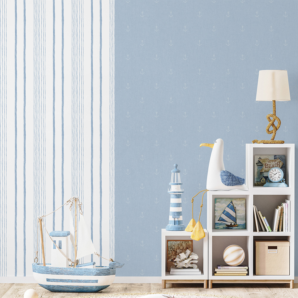 Muriva Navel Stripe Blue Wallpaper Image 2