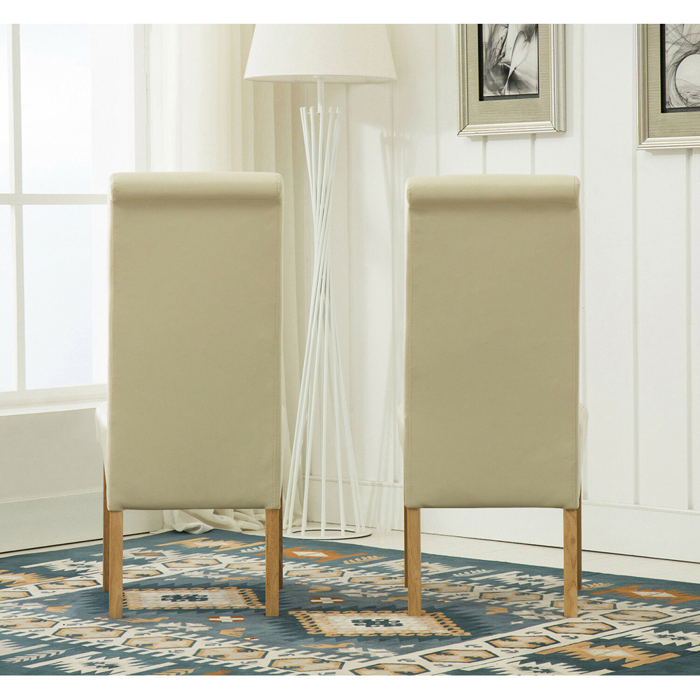 Set of 2 Cream Faux Leather High Back Dining Chair Image 4