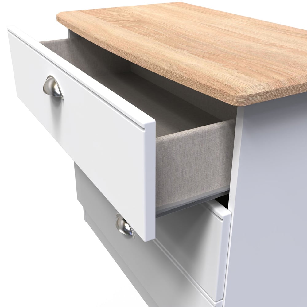 Crowndale Victoria 3 Drawer White Ash and Oak Chest of Drawers Image 6