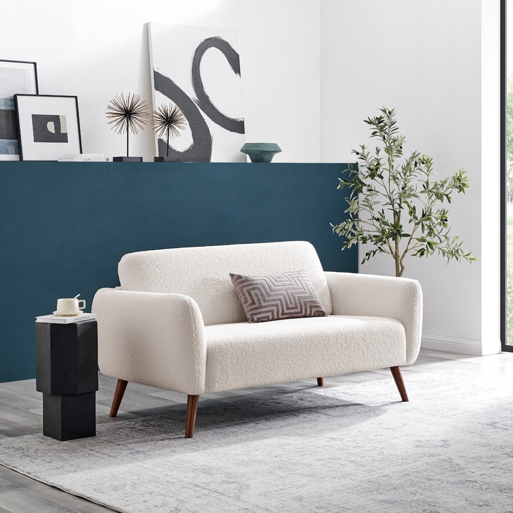 Furniturebox Terry 2 Seater White Boucle Sofa Image 5