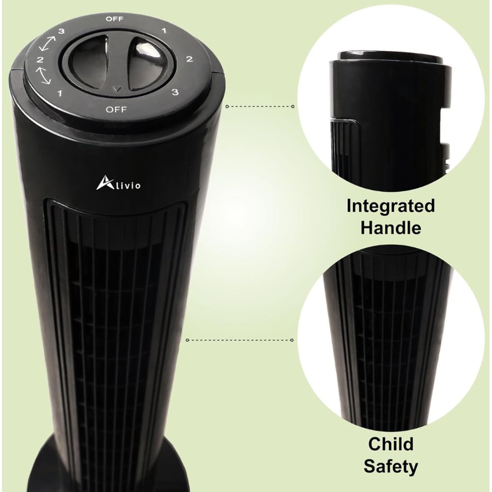 Alivio 3 Speed Oscillating Tower Fan 29 inch Image 4