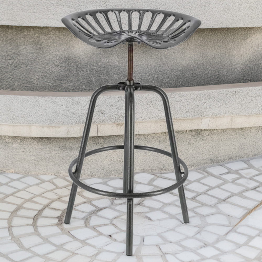 Fallen Fruits Grey Cast Iron Tractor Barstool Image 1
