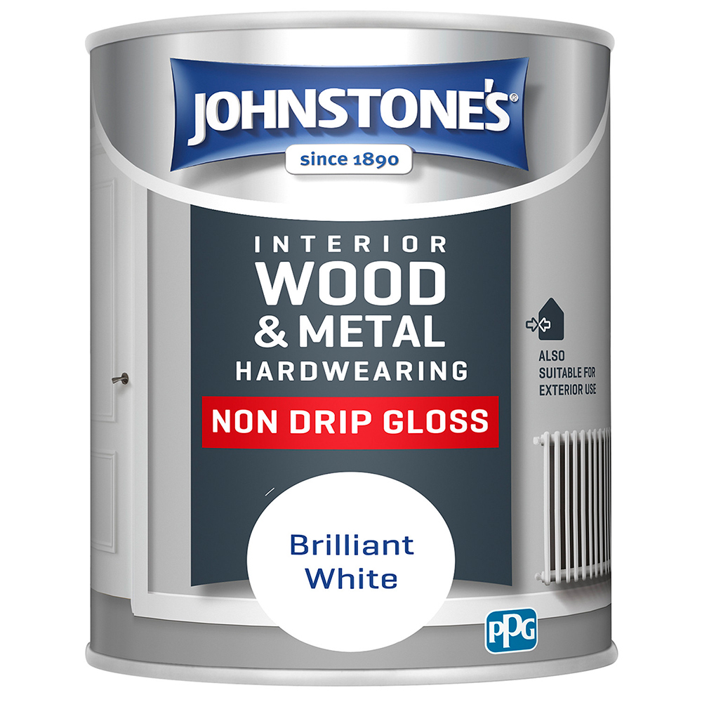 Johnstone's Non Drip Wood and Metal Brilliant White Gloss Paint 750ml Image 2