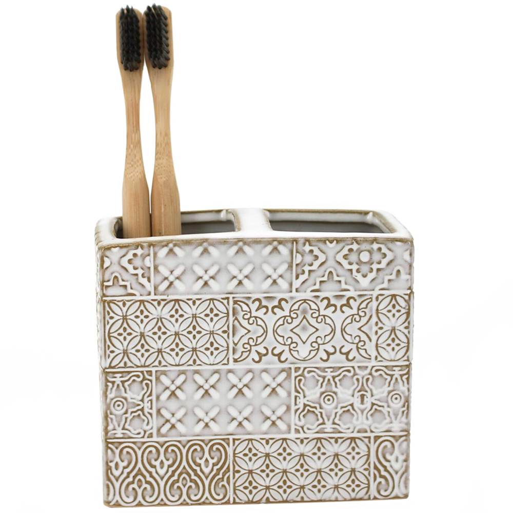 Cream Mosaic Tile Toothbrush Holder Image