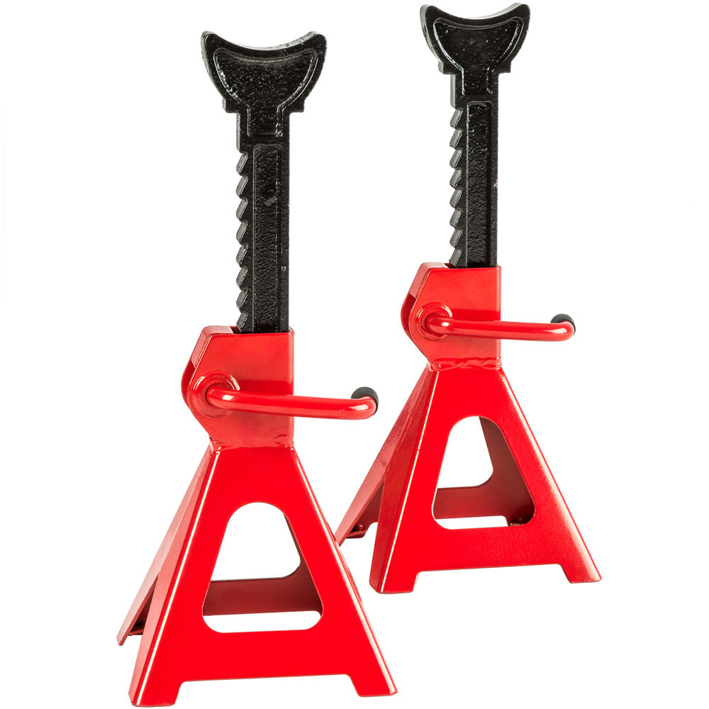 tectake Set of 2 Red Adjustable Axle Stand Image 1