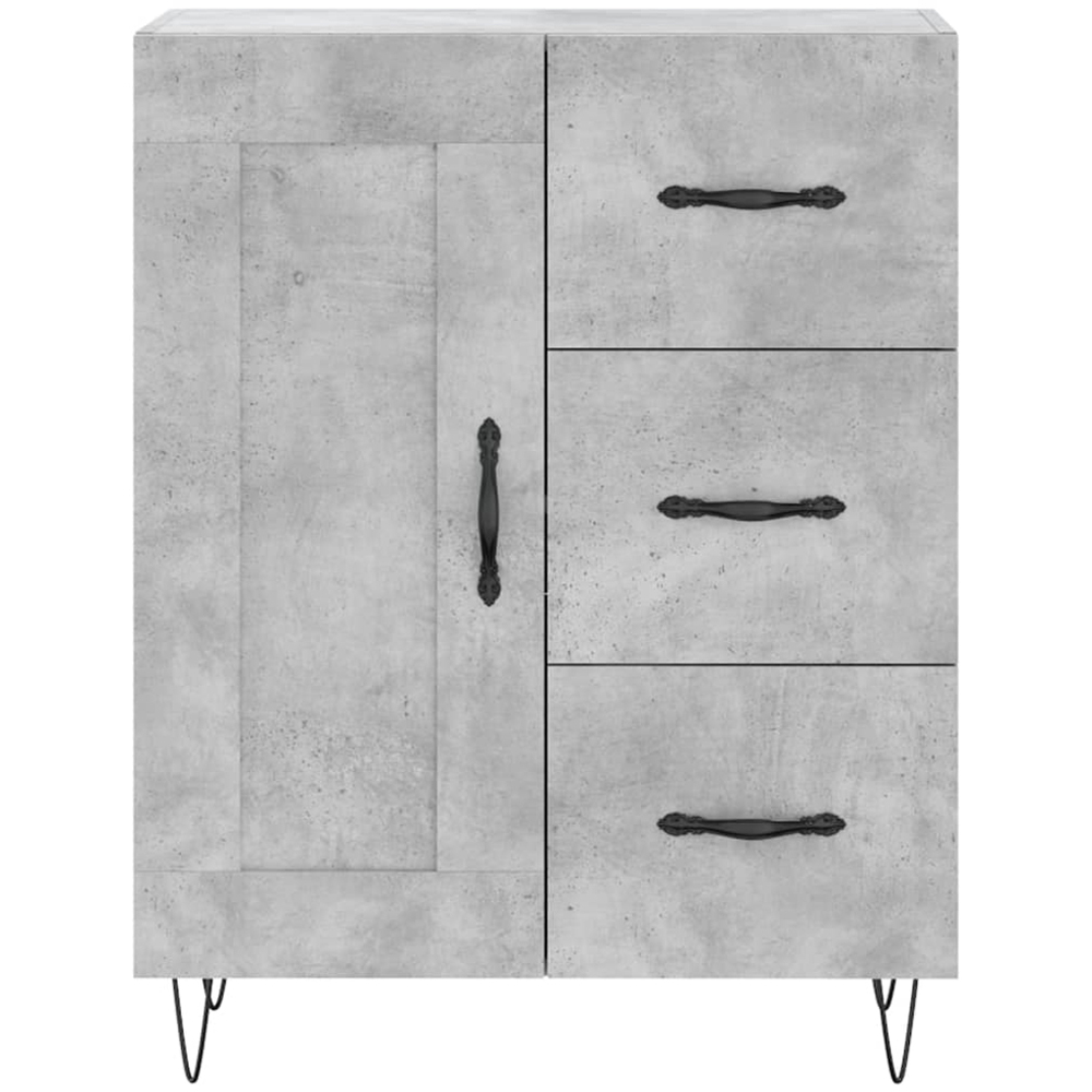 vidaXL 3 Door 3 Drawer Concrete Grey Highboard with Metal Legs Image 8