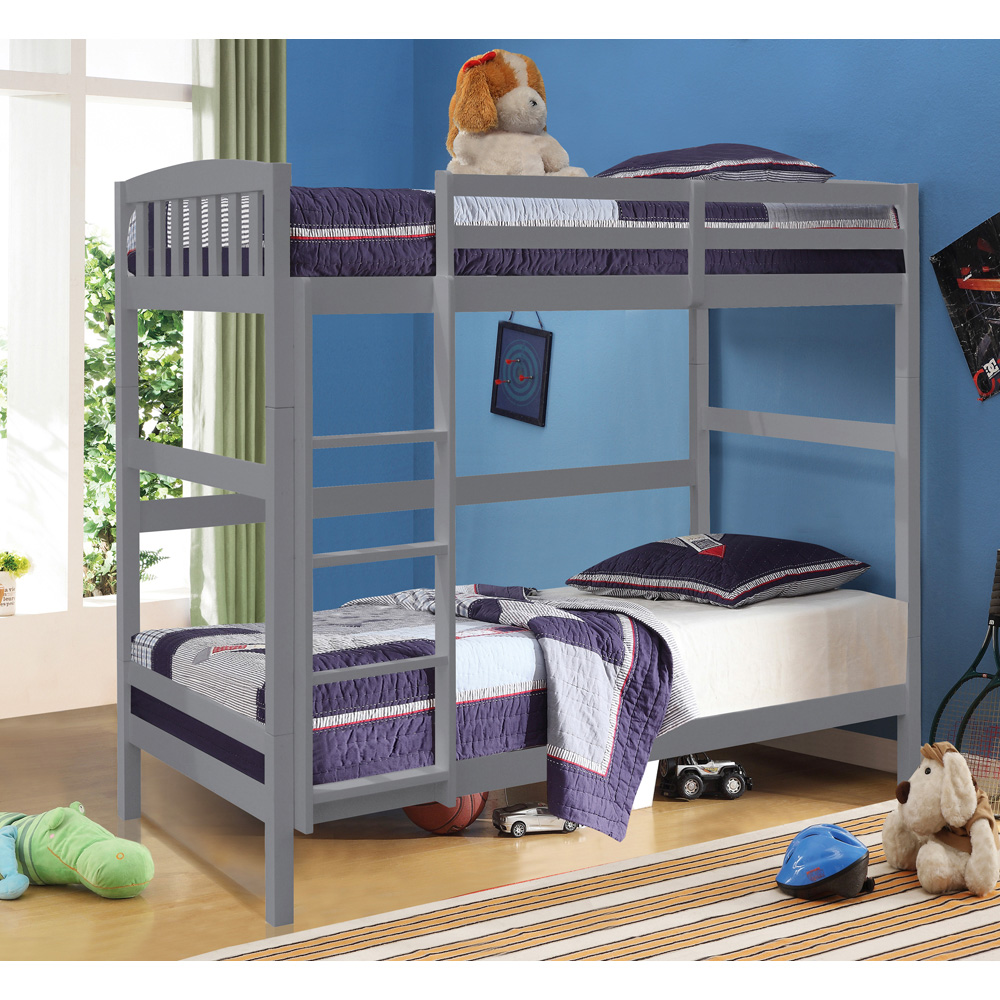 Comfy Living Grey Detachable Wooden Bunk Bed Image 5