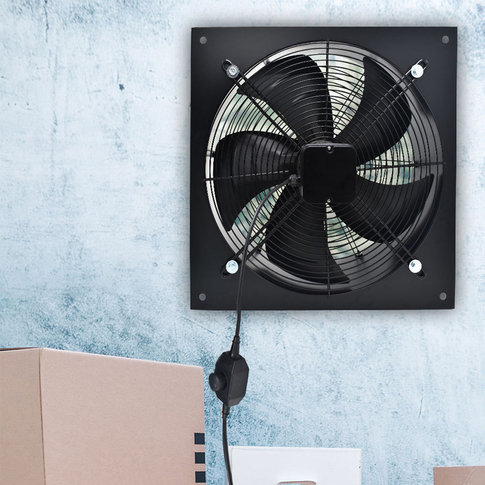 Living and Home Black Wall Mounted Exhaust Axial Fan with Speed Control 10 inch Image 2