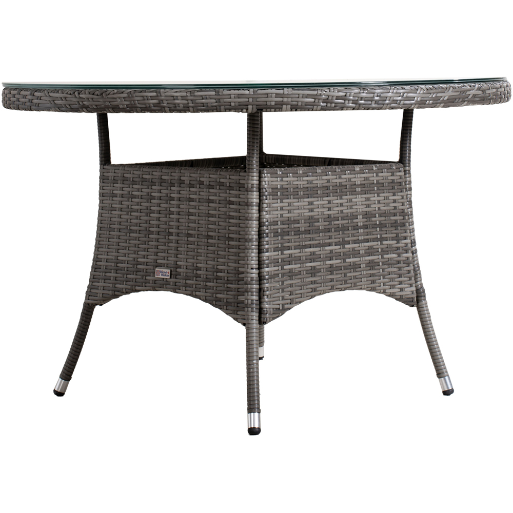 Direct Wicker Outdoor 4 Seater Grey Rattan Glass Top Aluminium Frame Round Dining Table Image 2