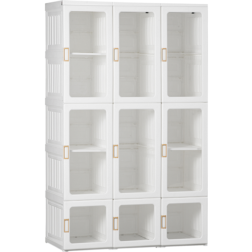Portland 9 Door White Portable Wardrobe Hanging Rods Image 2