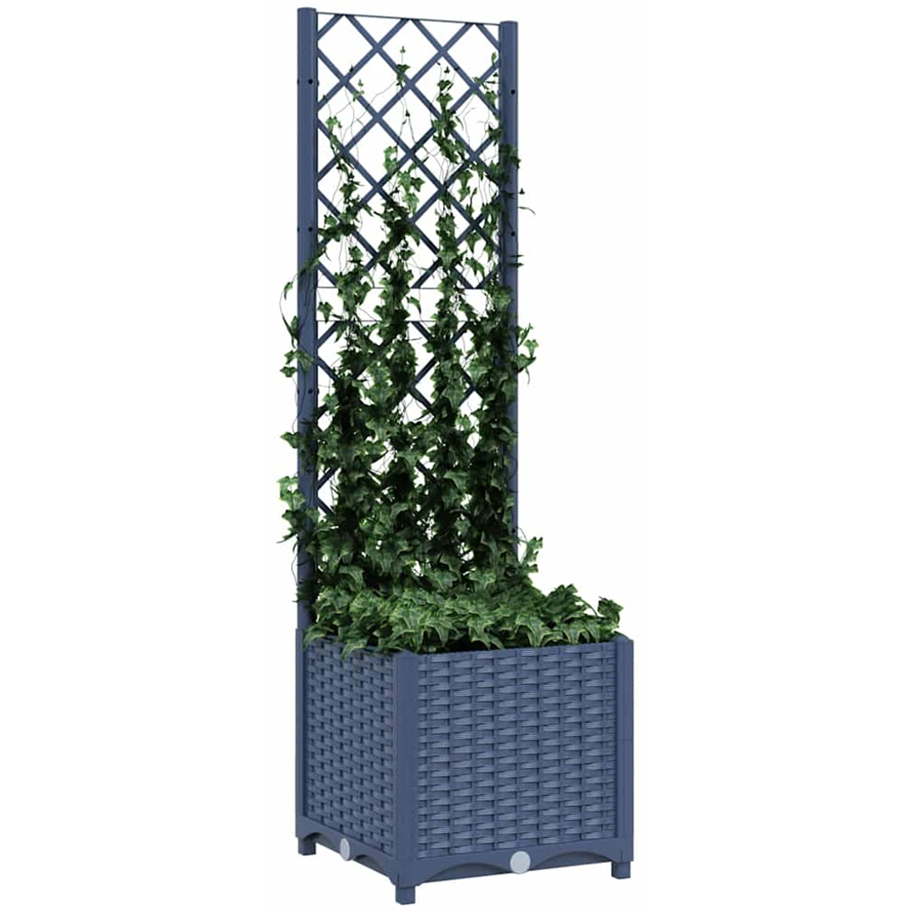 vidaXL Blue Grey Polypropylene Garden Planter with Trellis 136 x 40 x 40cm Image 2