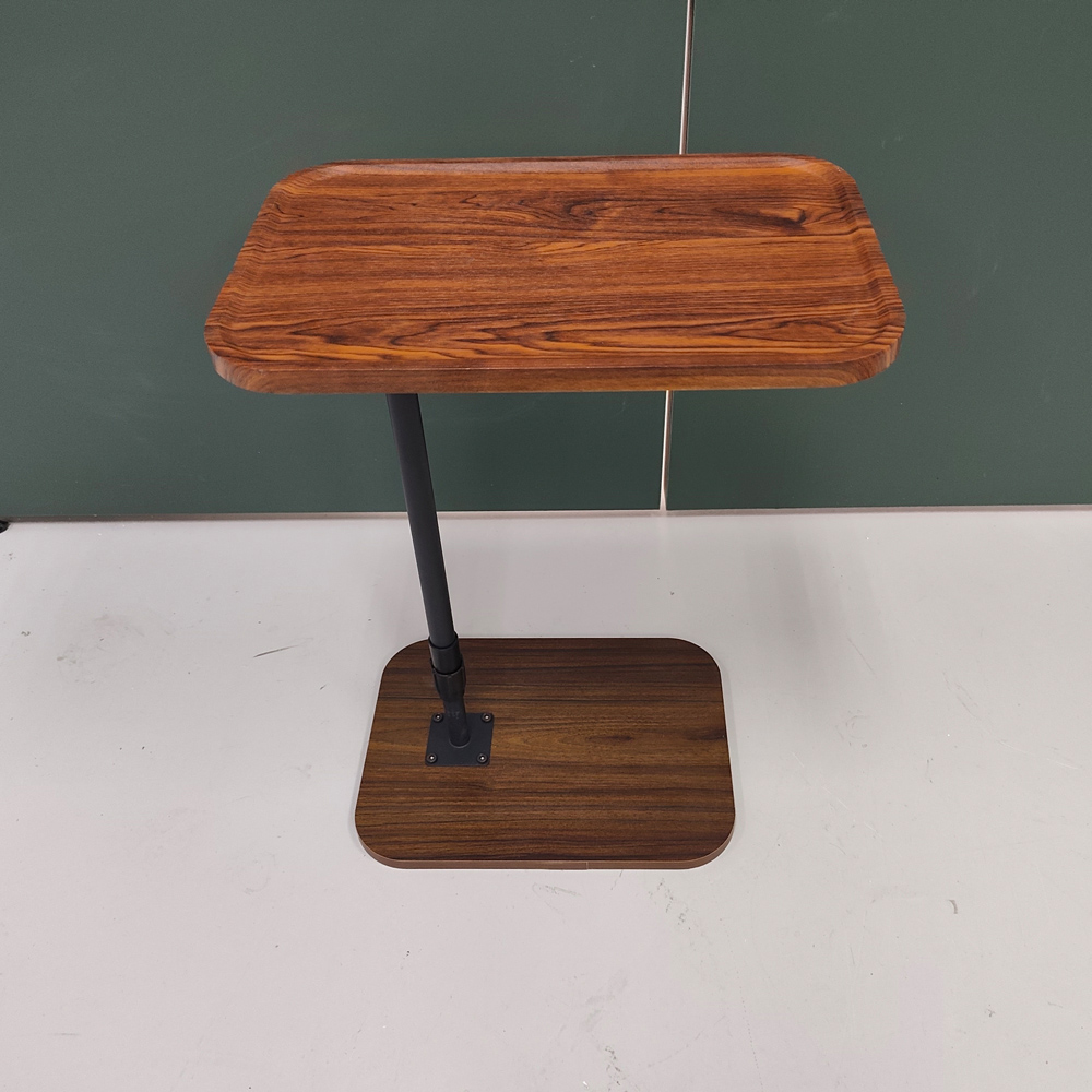 Living and Home Walnut and Black Height Adjustable Side Table Image 8