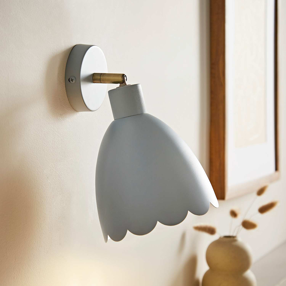 ValueLights Millie Powder Blue Scallop Shade Adjustable Wall Light with Bulb 2 Pack Image 2