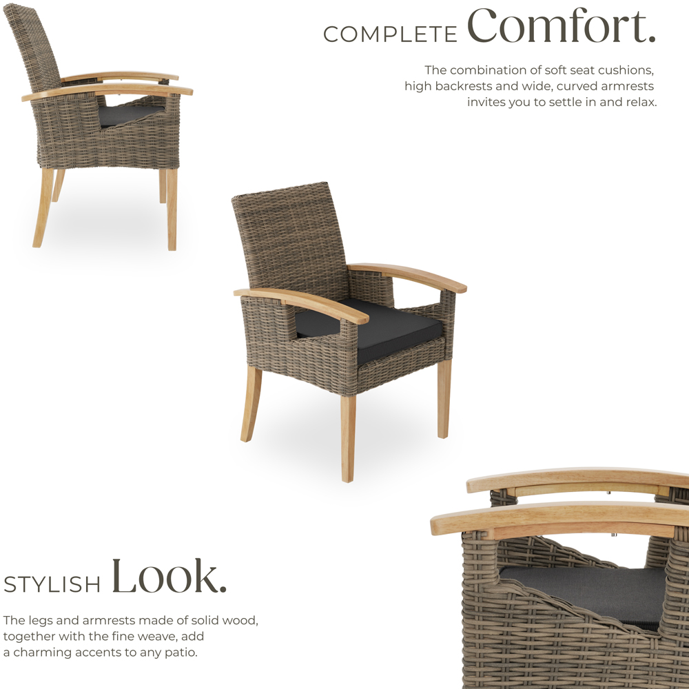 tectake Rosarno Nature Polyrattan Garden Chair Image 3