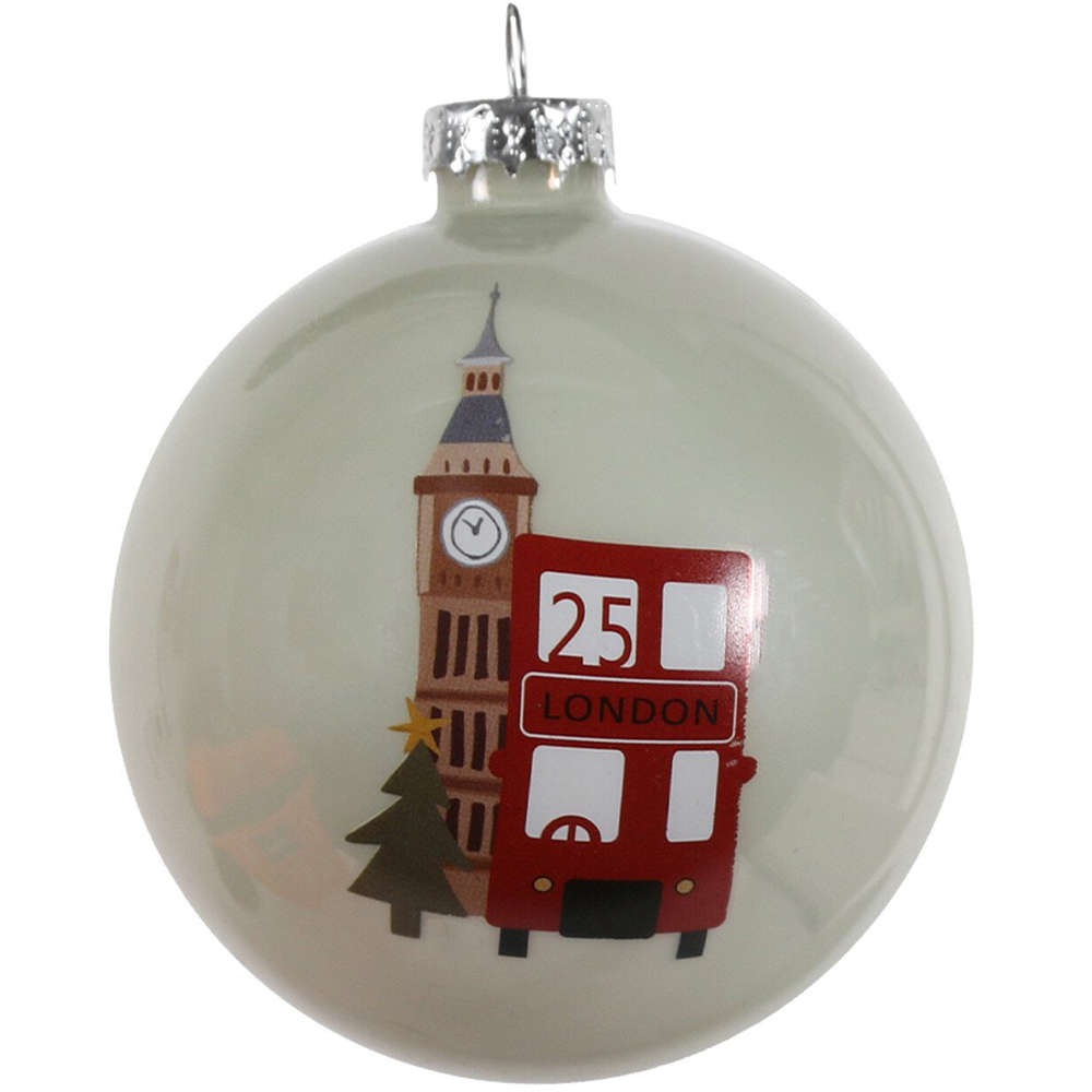 Once Upon a Christmas Merry Christmas London Glass Bauble Image 3