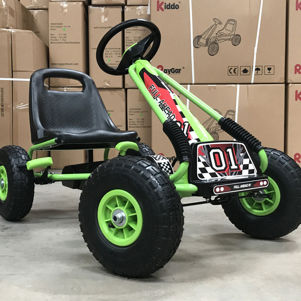 Kiddo Racer Go-Kart 4 Wheel Pedal Car Metal Frame - Green Image 2