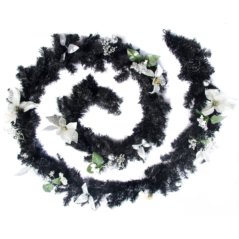 Best Artificial Black and Silver Christmas Garland 370cm Image