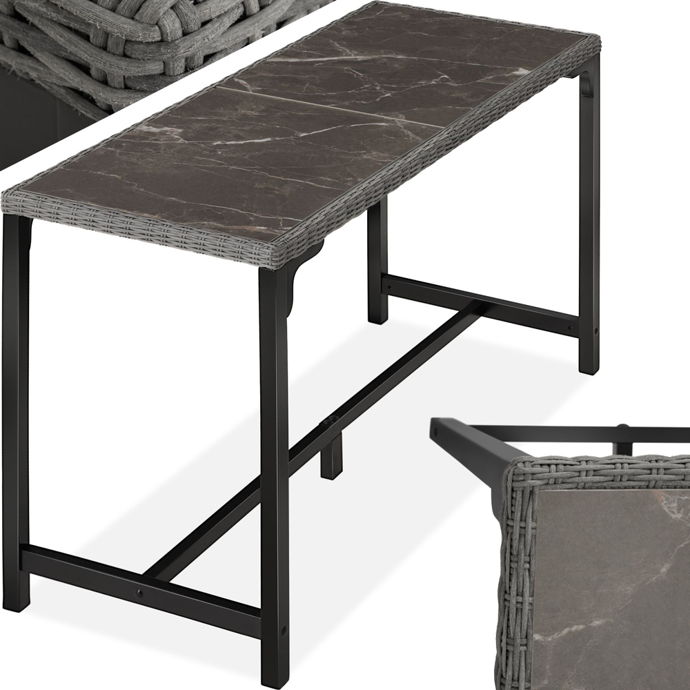 tectake 6 Seater Grey Polyrattan Garden Bar Bistro Table Image 7