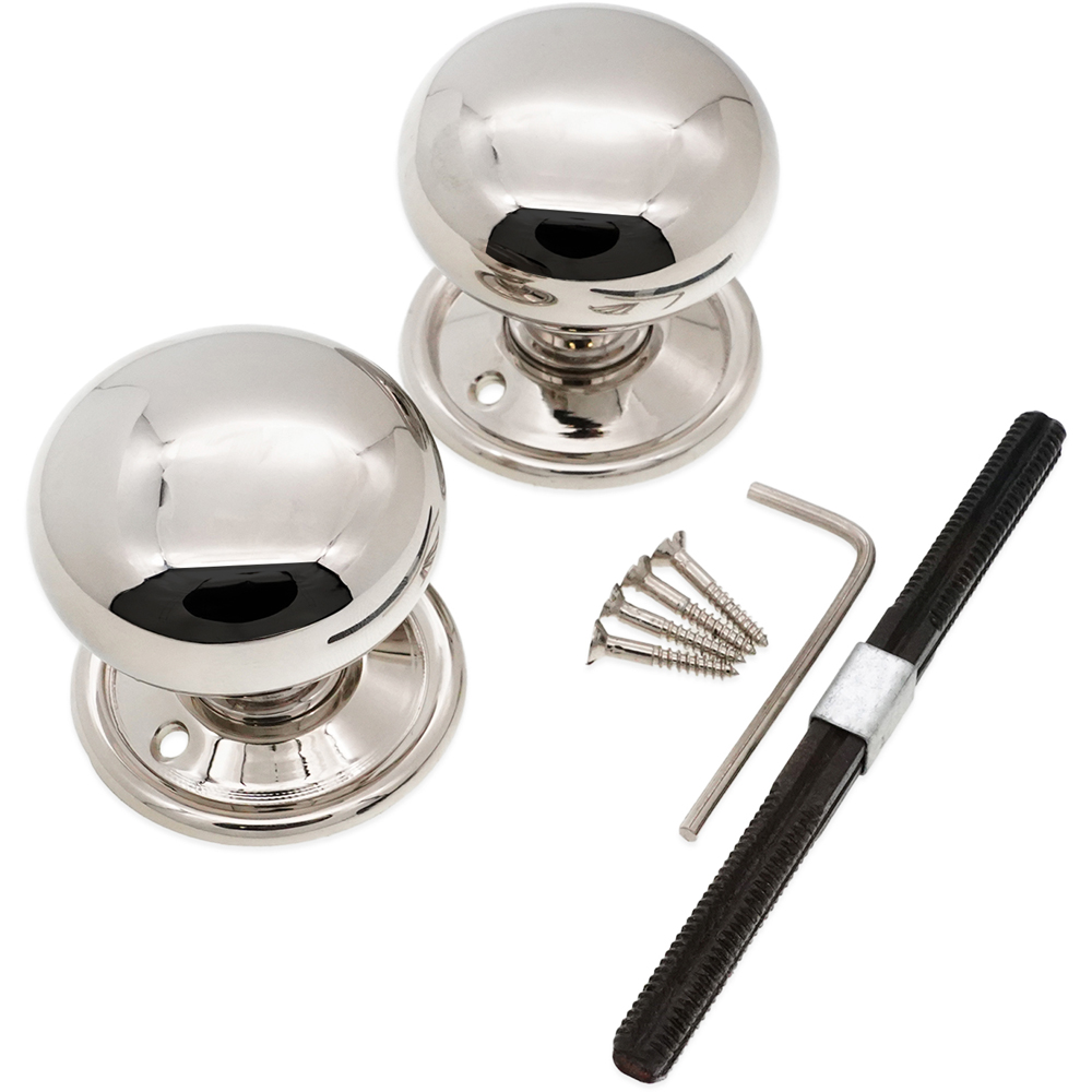 Spira Brass Polished Nickel Cottage Large 50mm Rim and Mortice Door Knob 2 Pack Image 4