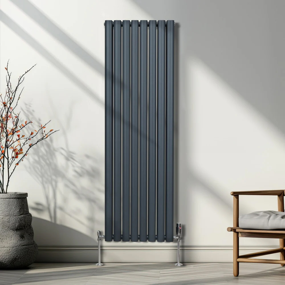 Monster Shop 5593BTU Anthracite Grey Oval Column Radiator and Valves 1600 x 480mm Image 5