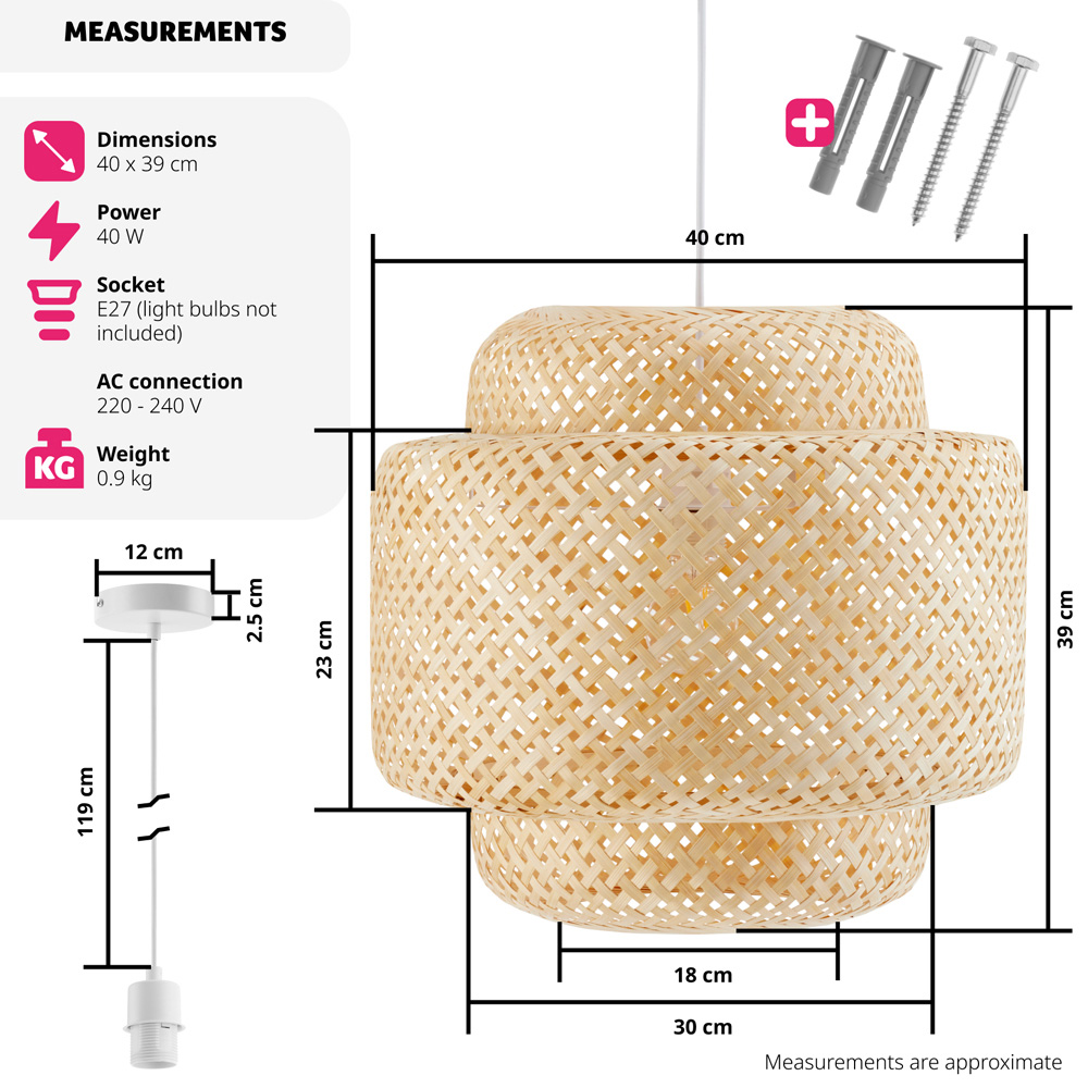 tectake Lignea Lux Bamboo Ceiling Light Image 8